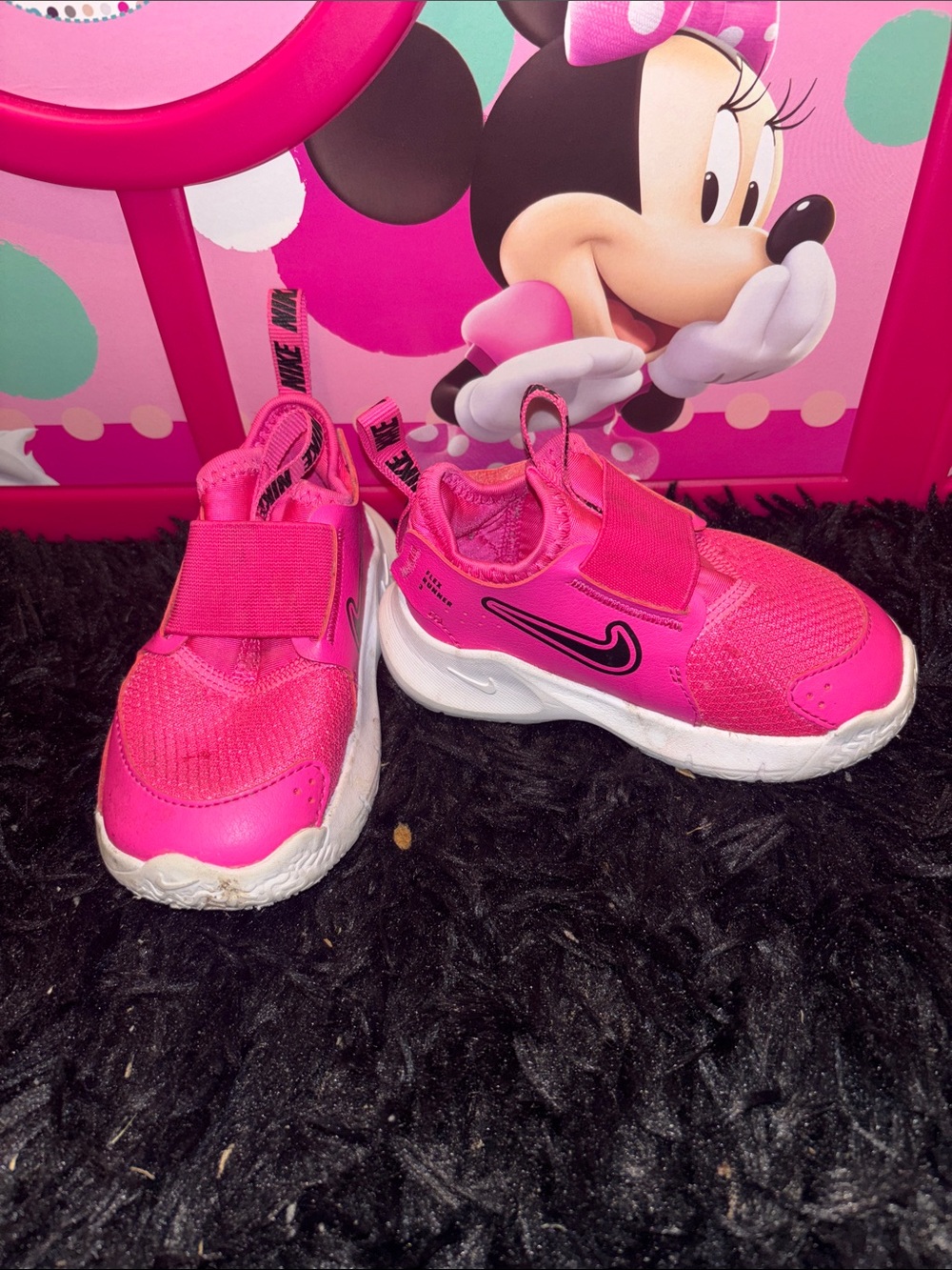 Nike Kids Hot Pink Slip-On Sneakers with Black Swoosh